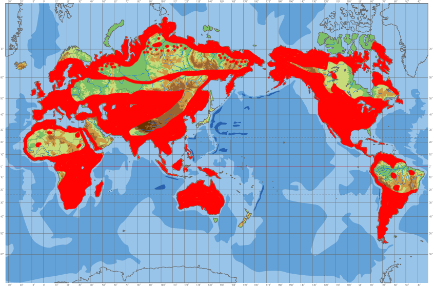 Peregrine Falcon Natural Habitat Map